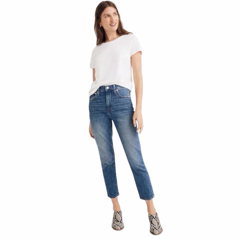 Madewell The High-Rise Slim Crop Boyjean Denim Blue Jeans Pants size 30